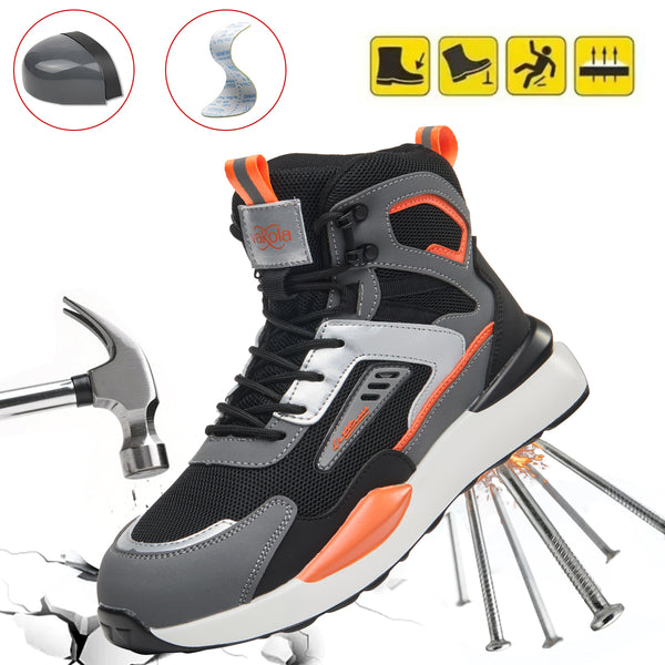 Unisex Mid-Top Lace-Up Steel Toe Work Boots