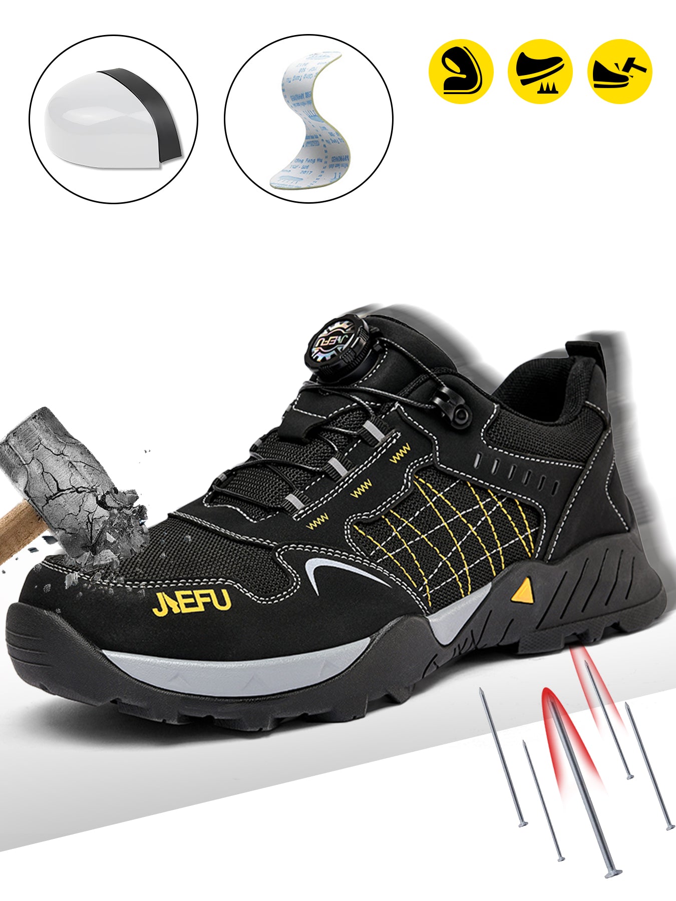 Men's Safety Work Shoes – Composite Toe, Anti-Slip & Puncture-Resistant, Lightweight Sports Style for Construction, Factory, Warehouse & Outdoor Workers