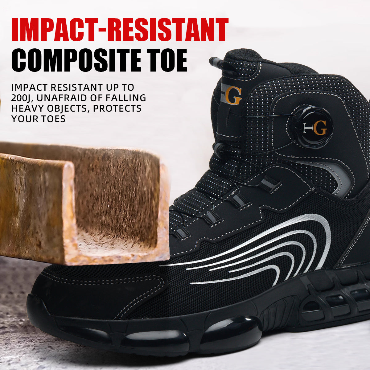 Men's Mid-Top Safety Shoes, Lightweight Cloth Lace-Up Work Sneakers with a Puncture-Resistant Sole and Composite Round Toe for Outdoors, Chic, Laces, Composite Toe, Work & Safety Footwear, Striped
