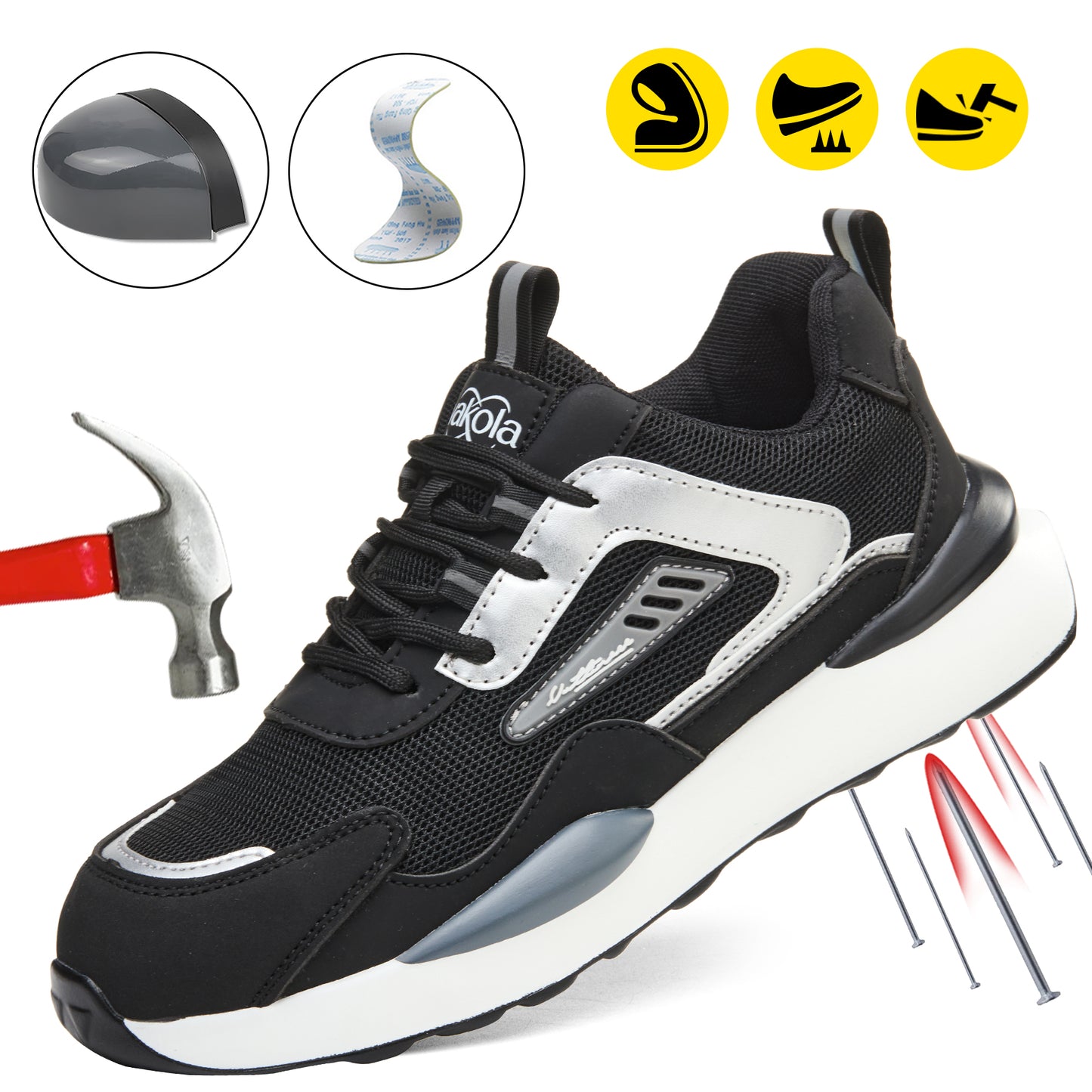 Men and Women's  Lightweight Composite Toe Safety Work Shoes — Anti‑Smash, Puncture‑Resistant & Slip‑Resistant — Ideal for Construction, Factory & Logistics