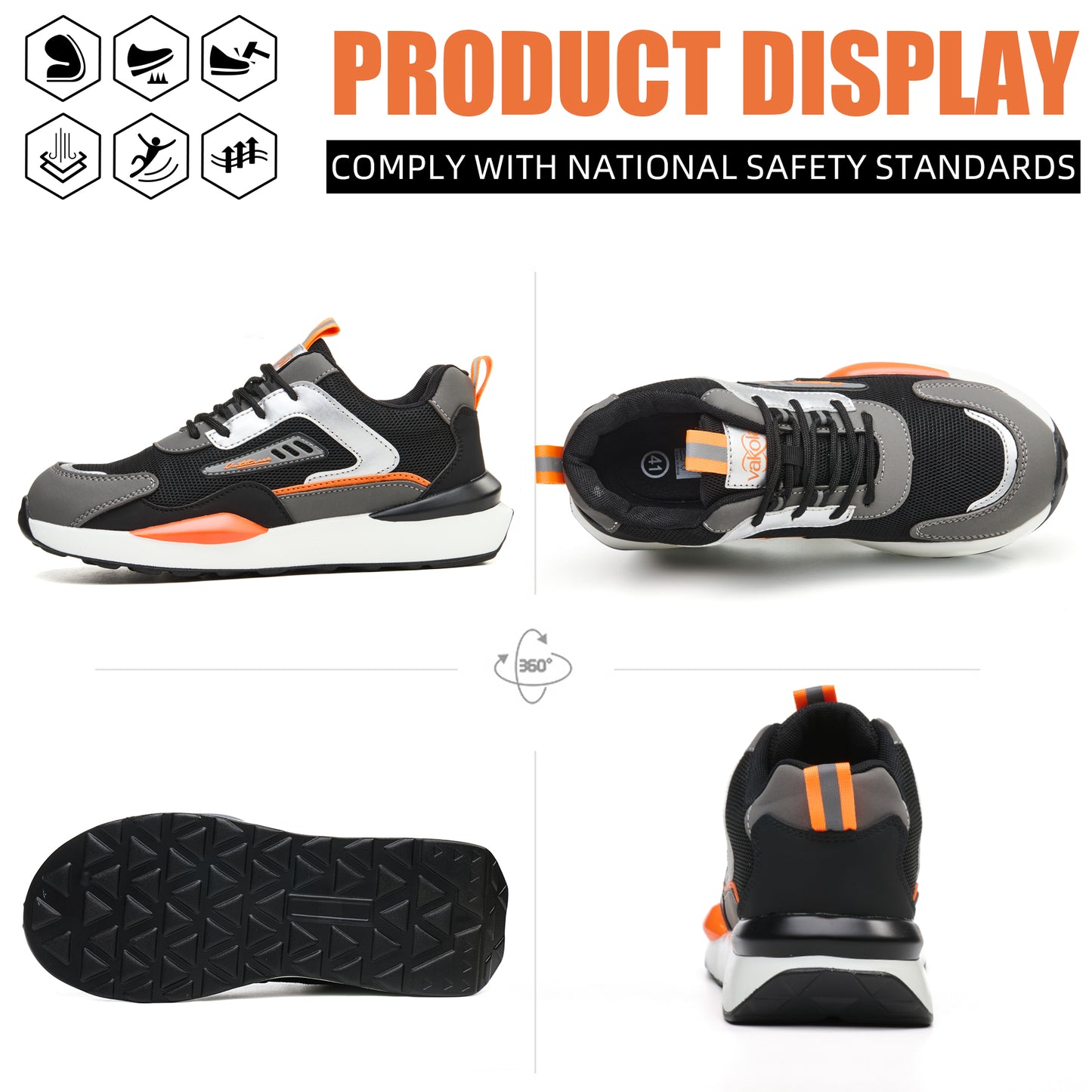 Men and Women's  Lightweight Composite Toe Safety Work Shoes — Anti‑Smash, Puncture‑Resistant & Slip‑Resistant — Ideal for Construction, Factory & Logistics