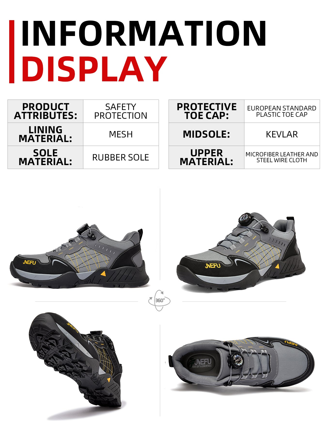 Men's Safety Work Shoes – Composite Toe, Anti-Slip & Puncture-Resistant, Lightweight Sports Style for Construction, Factory, Warehouse & Outdoor Workers