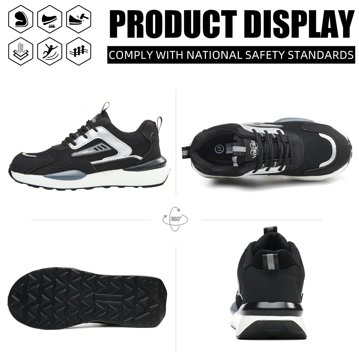 Men and Women's  Lightweight Composite Toe Safety Work Shoes — Anti‑Smash, Puncture‑Resistant & Slip‑Resistant — Ideal for Construction, Factory & Logistics