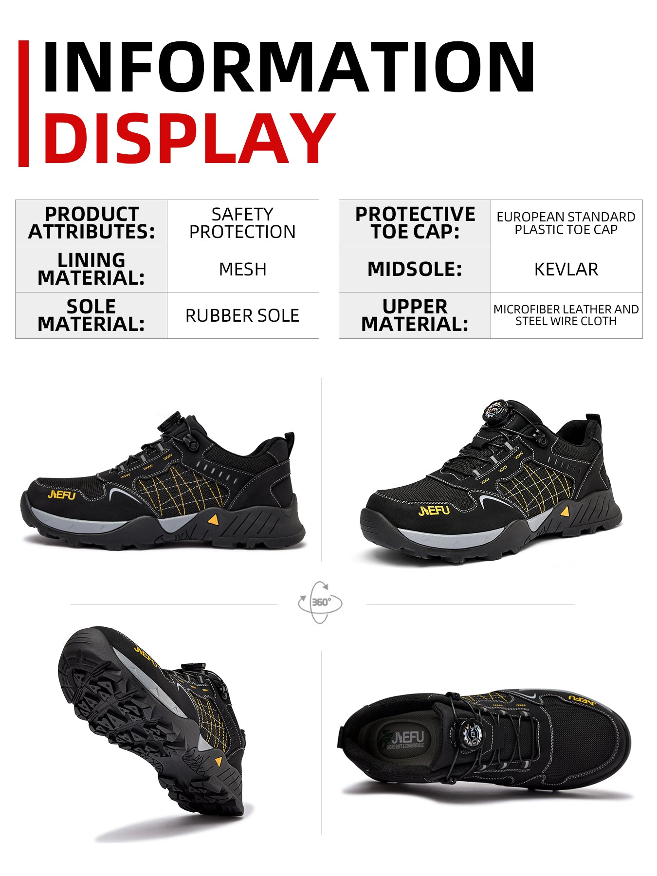 Men's Safety Work Shoes – Composite Toe, Anti-Slip & Puncture-Resistant, Lightweight Sports Style for Construction, Factory, Warehouse & Outdoor Workers