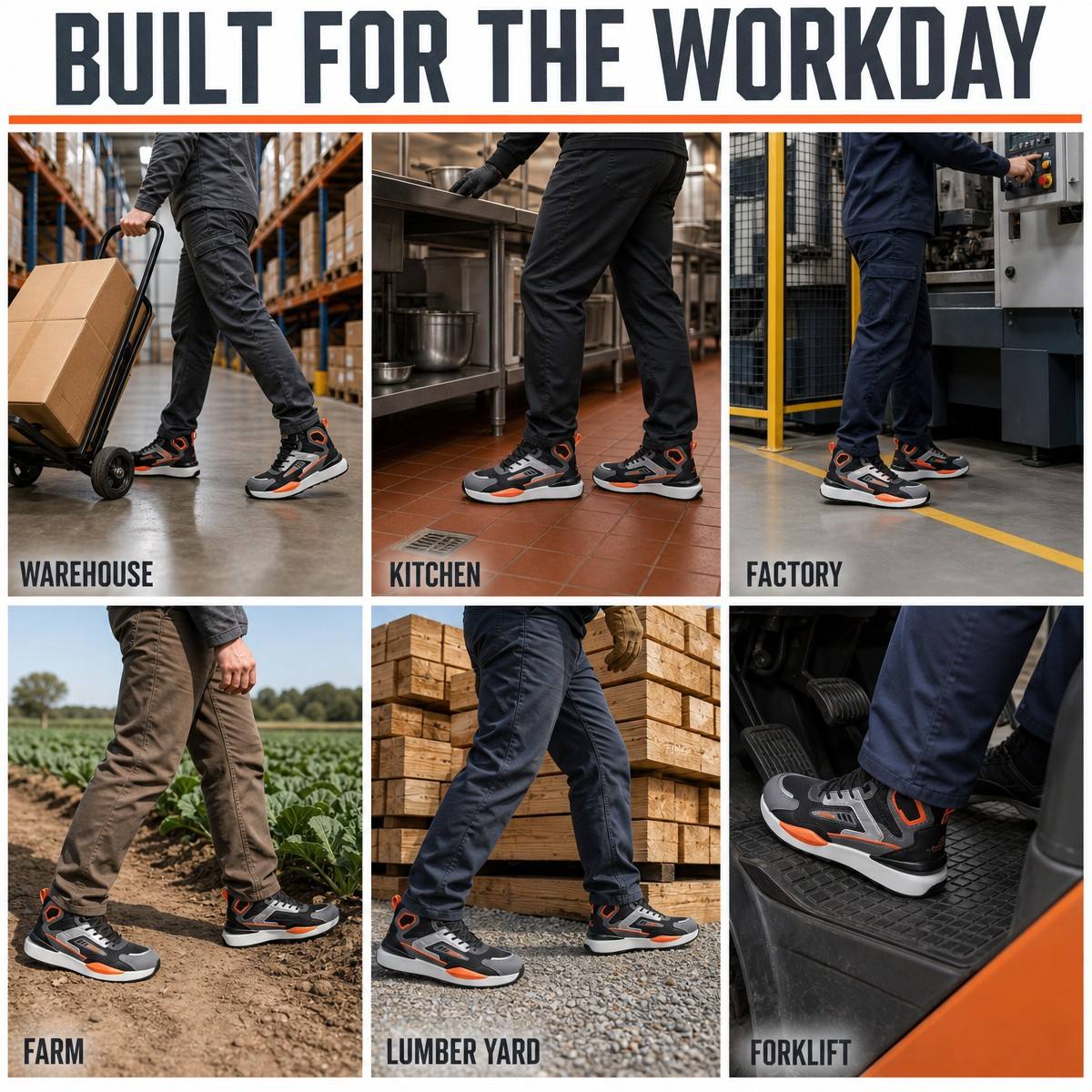 Unisex Slip-On Steel Toe Work Shoes