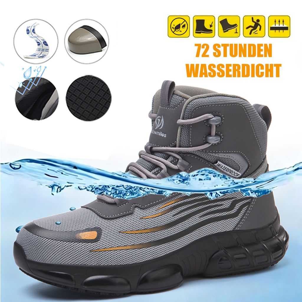 MellowMiles Men's Steel Toe Work Shoes - Waterproof (72H) Puncture Resistant Slip Resistant Flyknit Safety Sneakers Lightweight Comfortable Walking Shoe Construction Boots Walking Shoes Boy Footwear Closed Worker