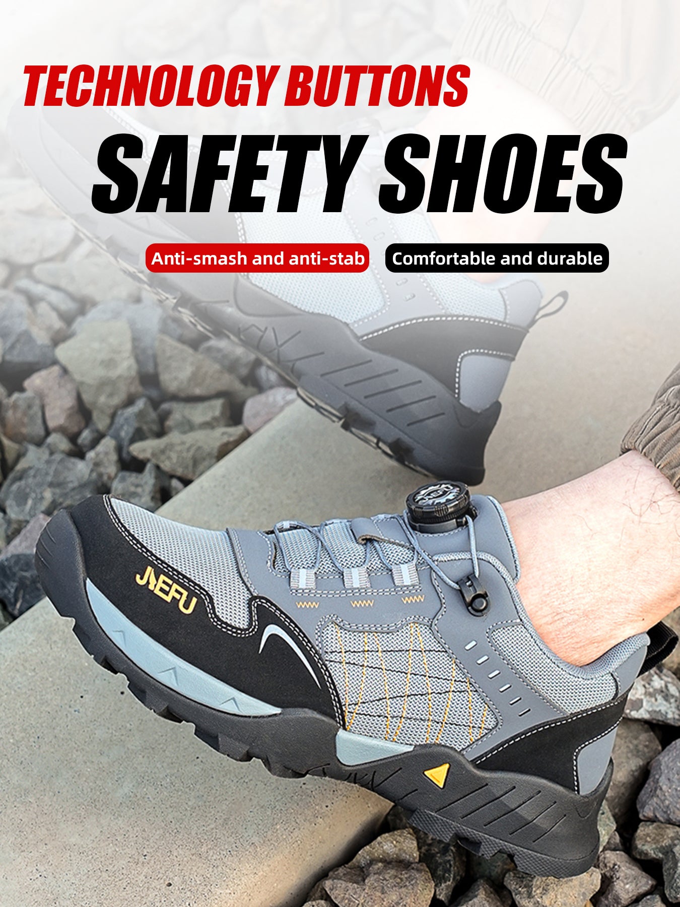 Men's Safety Work Shoes – Composite Toe, Anti-Slip & Puncture-Resistant, Lightweight Sports Style for Construction, Factory, Warehouse & Outdoor Workers