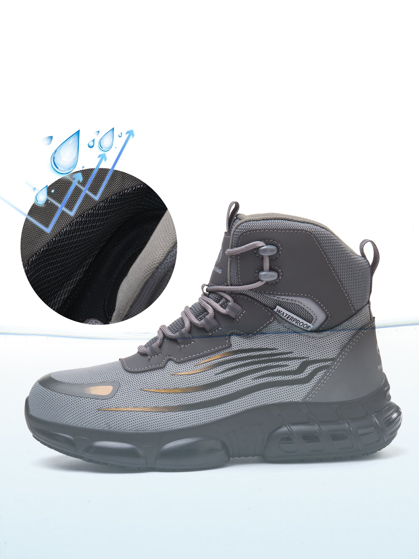 MellowMiles Men's Steel Toe Work Shoes - Waterproof (72H) Puncture Resistant Slip Resistant Flyknit Safety Sneakers Lightweight Comfortable Walking Shoe Construction Boots Walking Shoes Boy Footwear Closed Worker