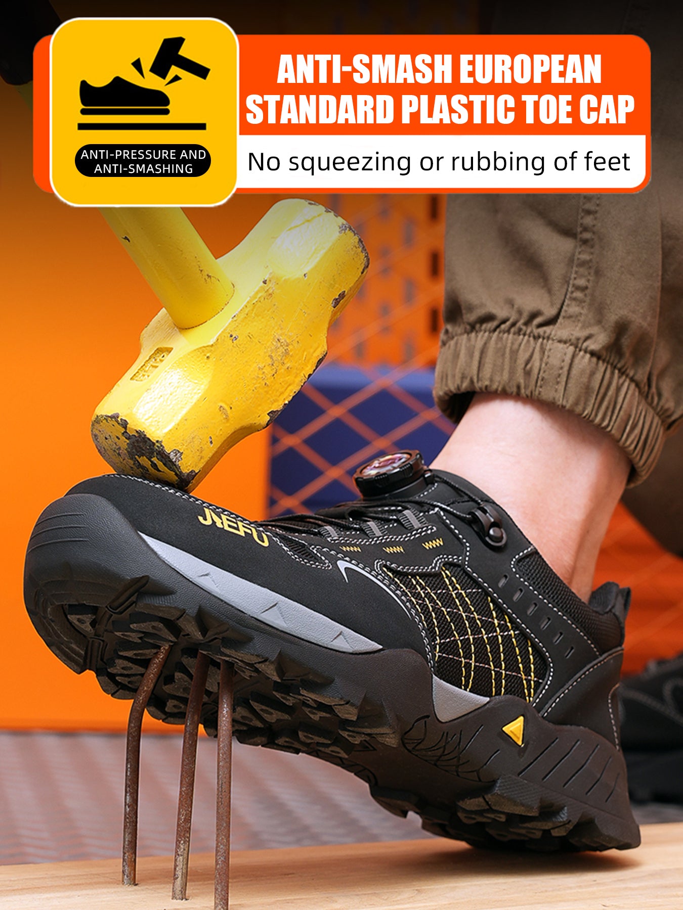 Men's Safety Work Shoes – Composite Toe, Anti-Slip & Puncture-Resistant, Lightweight Sports Style for Construction, Factory, Warehouse & Outdoor Workers