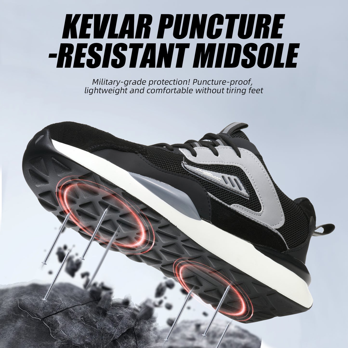 Men and Women's  Lightweight Composite Toe Safety Work Shoes — Anti‑Smash, Puncture‑Resistant & Slip‑Resistant — Ideal for Construction, Factory & Logistics