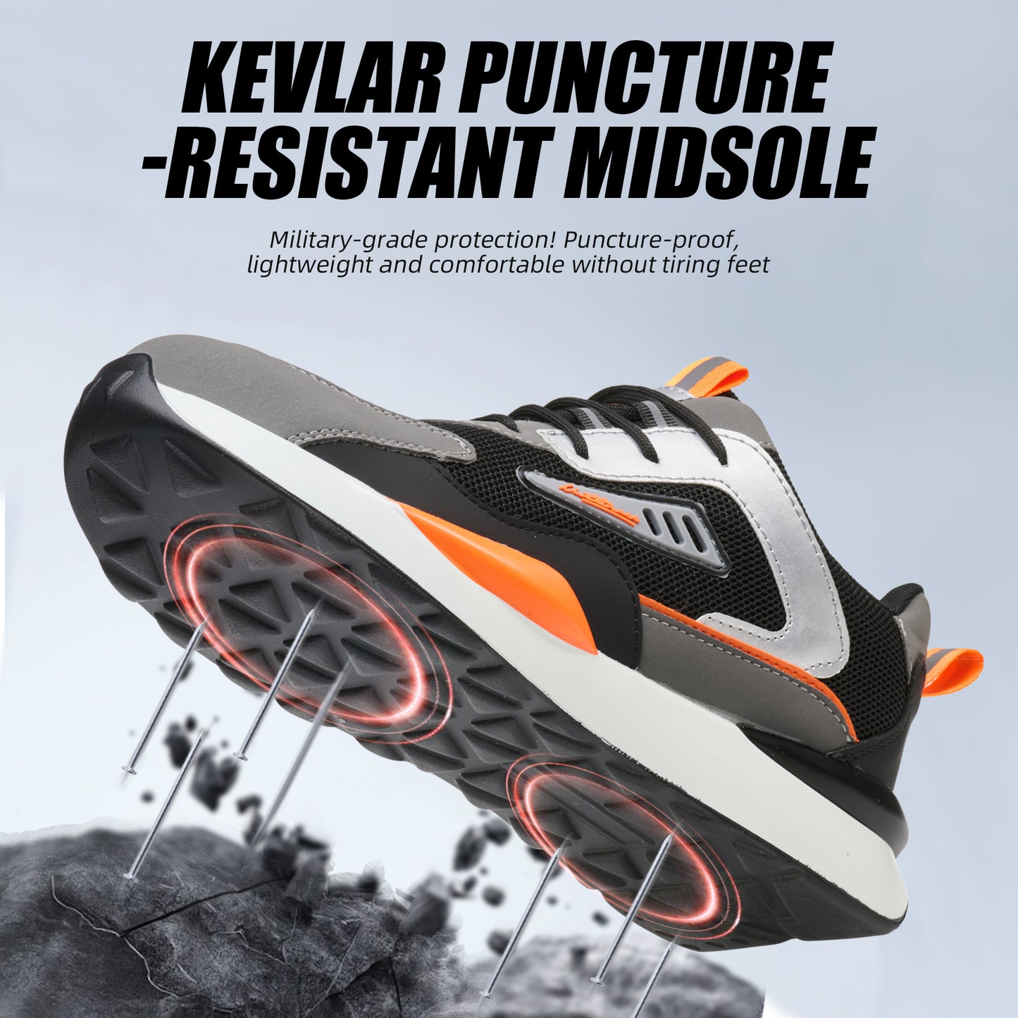 Men and Women's  Lightweight Composite Toe Safety Work Shoes — Anti‑Smash, Puncture‑Resistant & Slip‑Resistant — Ideal for Construction, Factory & Logistics