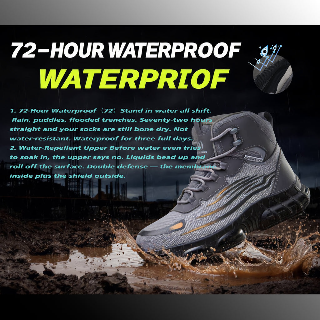 MellowMiles Men's Steel Toe Work Shoes - Waterproof (72H) Puncture Resistant Slip Resistant Flyknit Safety Sneakers Lightweight Comfortable Walking Shoe Construction Boots Walking Shoes Boy Footwear Closed Worker