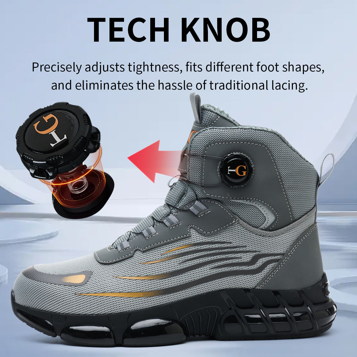 Men and wumen's Lace-Up Mid-top Puncture & Smash Resistant Safety Shoes, Lightweight Steel Toe Sneakers, Non-slip Safety Shoes, Puncture-resistant Composite Steel Toe Shoes, Boy