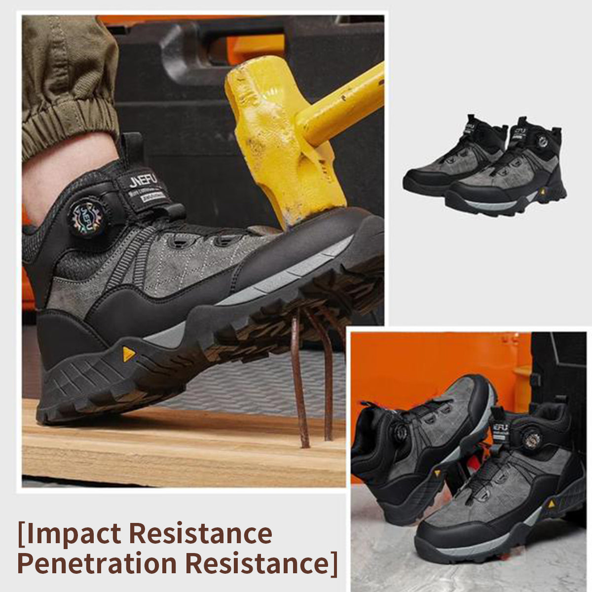 Men's Lace Up Casual Mid Top Sneakers, Fashionable Anti-smash Safety Shoes for Industrial Construction, Daily Work Shoes, Comfortable Work Boot, Boy