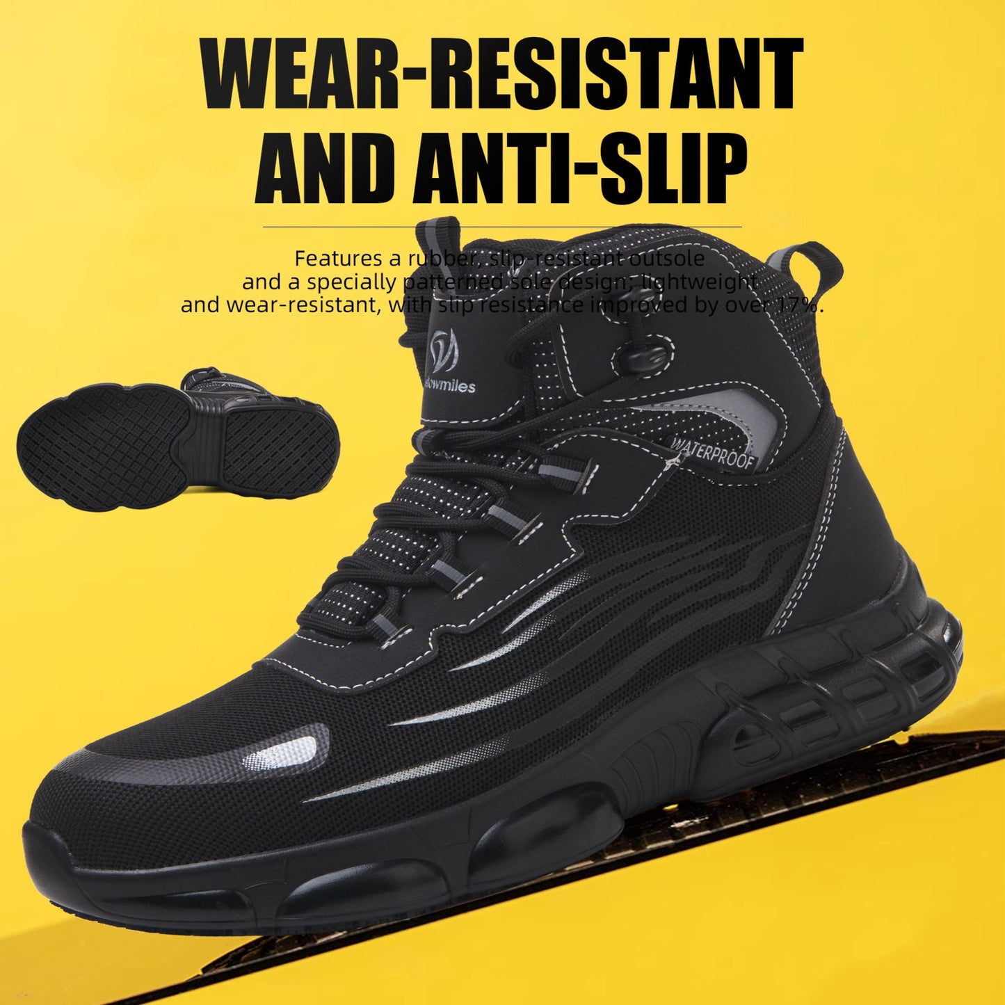 Men's Steel Toe Work Shoes - Waterproof (72H) Puncture Resistant Slip Resistant Flyknit Safety Sneakers Lightweight Comfortable Walking Shoe Construction Boots Walking Shoes Boy Footwear Closed Worker