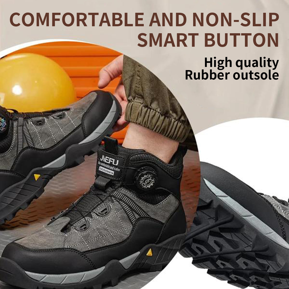 Men's Lace Up Casual Mid Top Sneakers, Fashionable Anti-smash Safety Shoes for Industrial Construction, Daily Work Shoes, Comfortable Work Boot, Boy