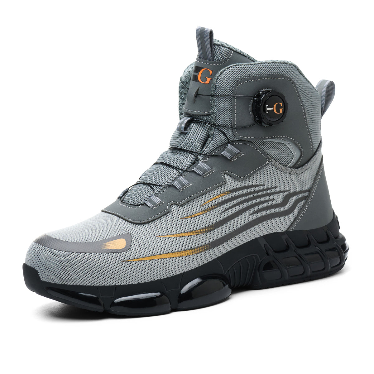 Men and wumen's Lace-Up Mid-top Puncture & Smash Resistant Safety Shoes, Lightweight Steel Toe Sneakers, Non-slip Safety Shoes, Puncture-resistant Composite Steel Toe Shoes, Boy