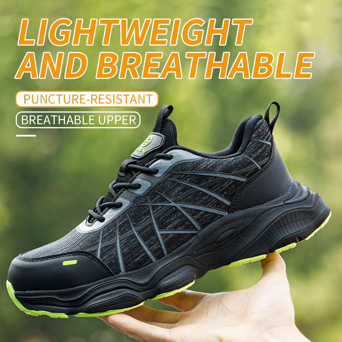 Men's Casual Lace Up Low Top Sneakers, Lightweight Work Safety Shoes, Puncture-proof Safety Security Shoes, Anti-smash Work Sneaker, Boy