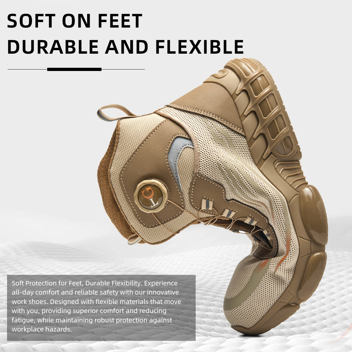 Men and wumen's Lace-Up Mid-top Puncture & Smash Resistant Safety Shoes, Lightweight Steel Toe Sneakers, Non-slip Safety Shoes, Puncture-resistant Composite Steel Toe Shoes, Boy